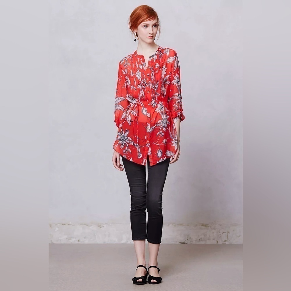 Anthropologie Leifsdottir Silk Cattleya Tunic, Size 4 - Picture 2 of 8